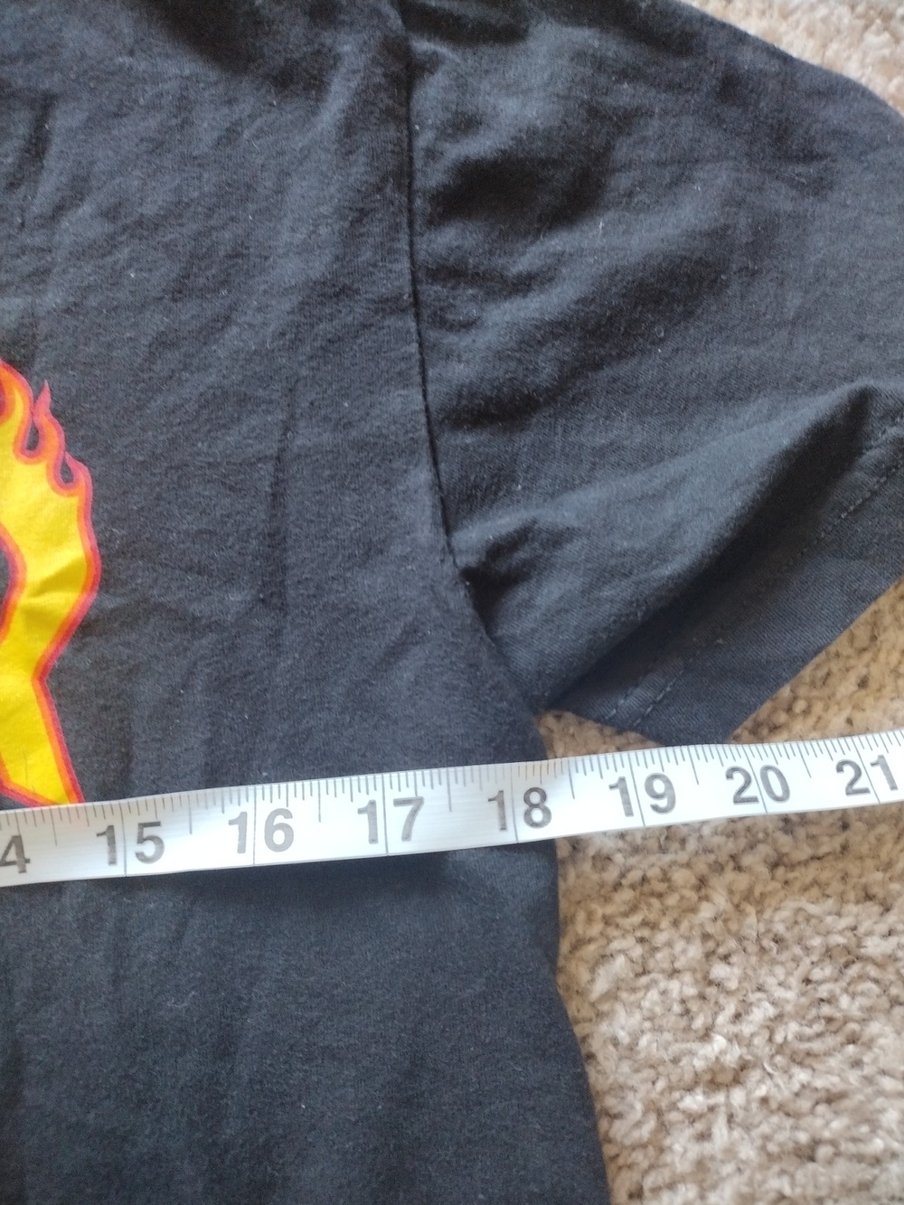 Thrasher Women's Black Cropped Tee with Yellow-Orange Flame Logo - Picture 3 of 7